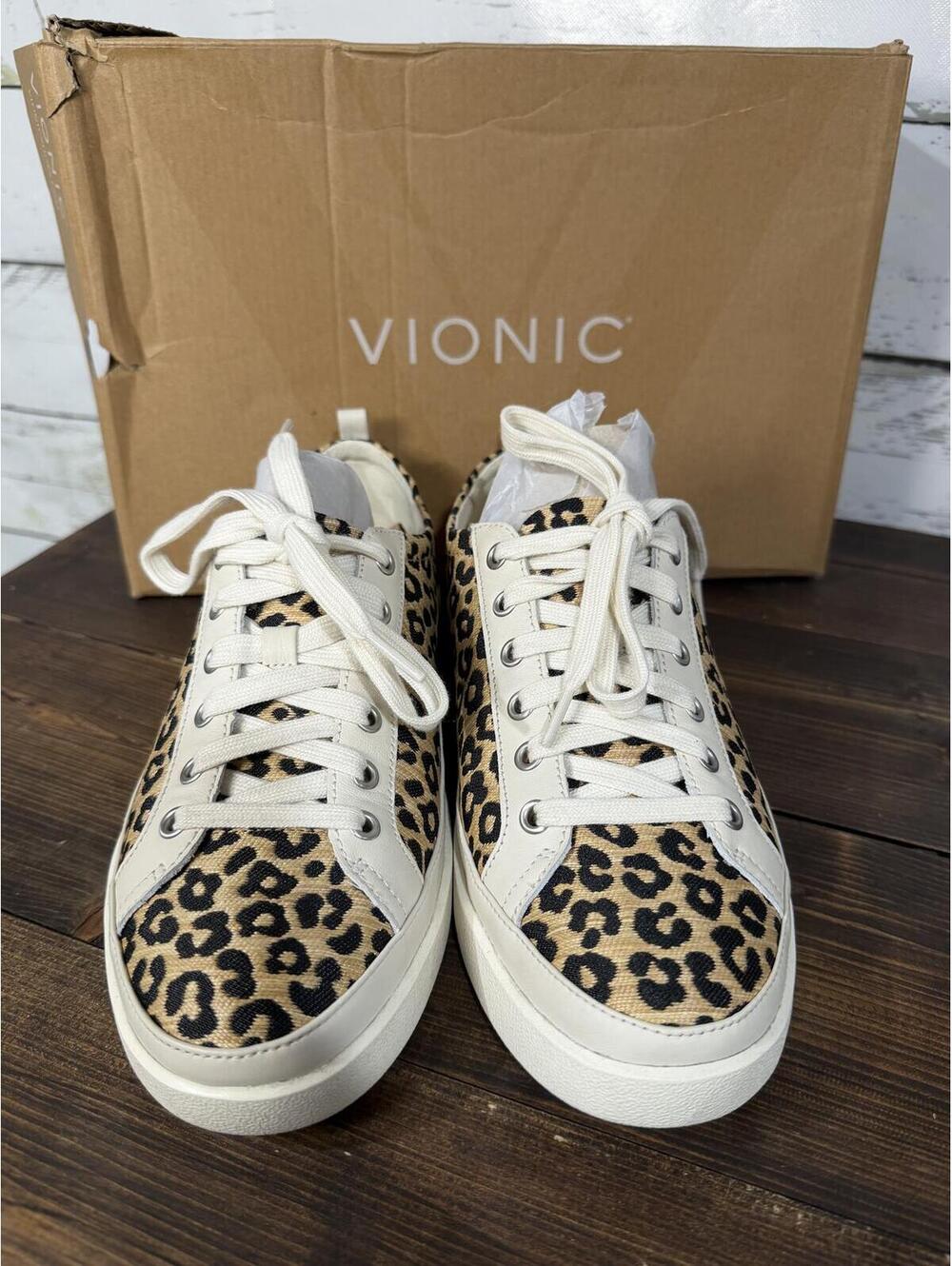 Vionic Winny Natural/Leopard Raffia Women's 9.5Wide NIB - Picture 3 of 5